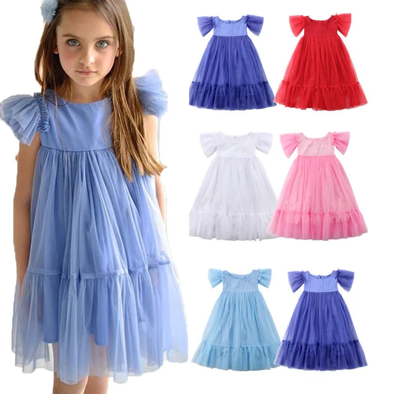 2018 Hot New Toddler Kids Baby Girl Short Sleeve Mesh Cute Princess Party Wedding Tulle Tutu Dress Outfits Clothes 3-7T | Детская одежда