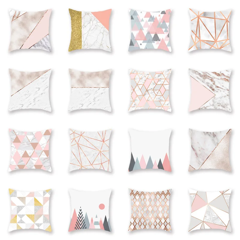 Лучшая продажа мраморная розовая Подушка Геометрическая наволочка для дивана