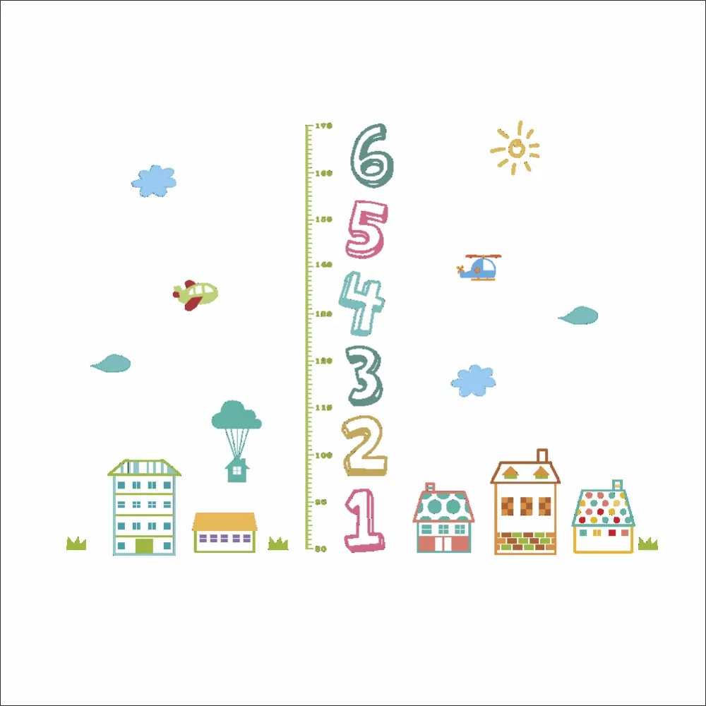 % 3d мультяшный дом город алфавит высота настенные наклейки украшение для дома