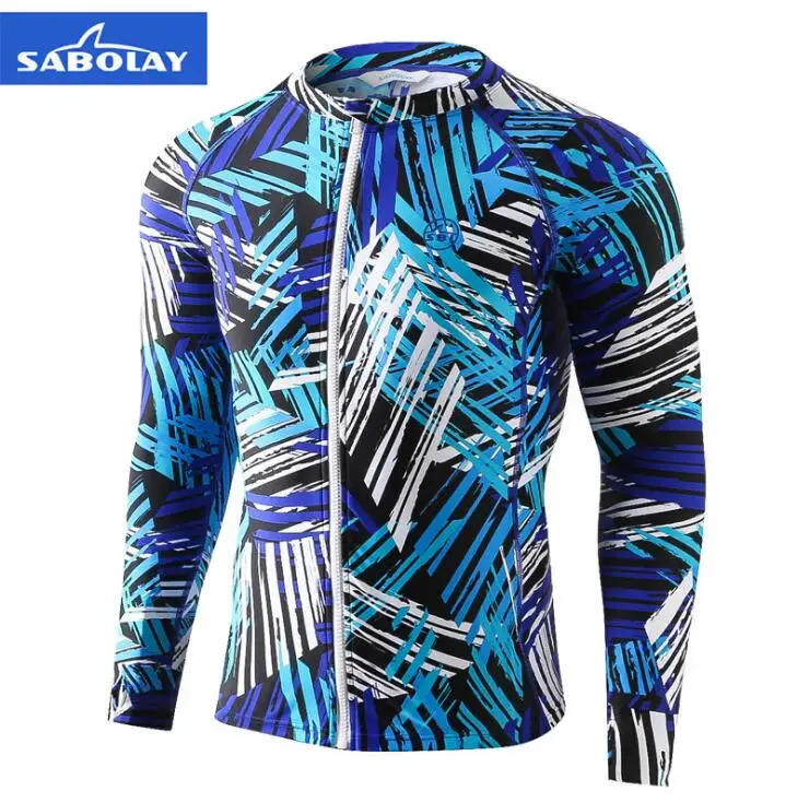Мужская рубашка для плавания Sabolay купальный костюм с длинным рукавом УФ-защита