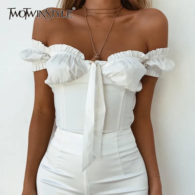 GALCAUR с открытыми плечами Сексуальная футболка для женщин Slash шеи короткий рукав