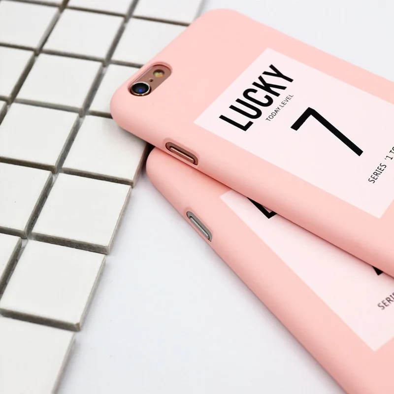 JIBAN Pink lucky letter Phone Case for iphone 7 6S 8plus Back Cover frosted protective sleeve Apple X 5S phone shell | Мобильные