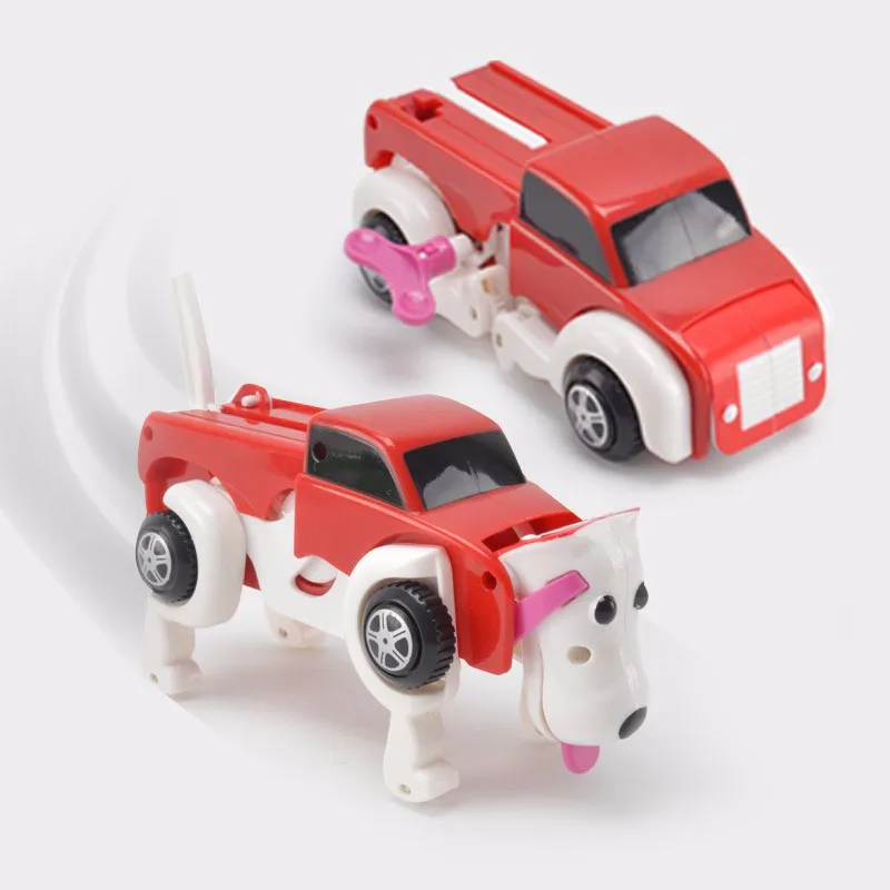 Free shipping 4 colors 14CM cool Automatic transform Dog Car Vehicle Clockwork Wind up toy for all children birthday gift |