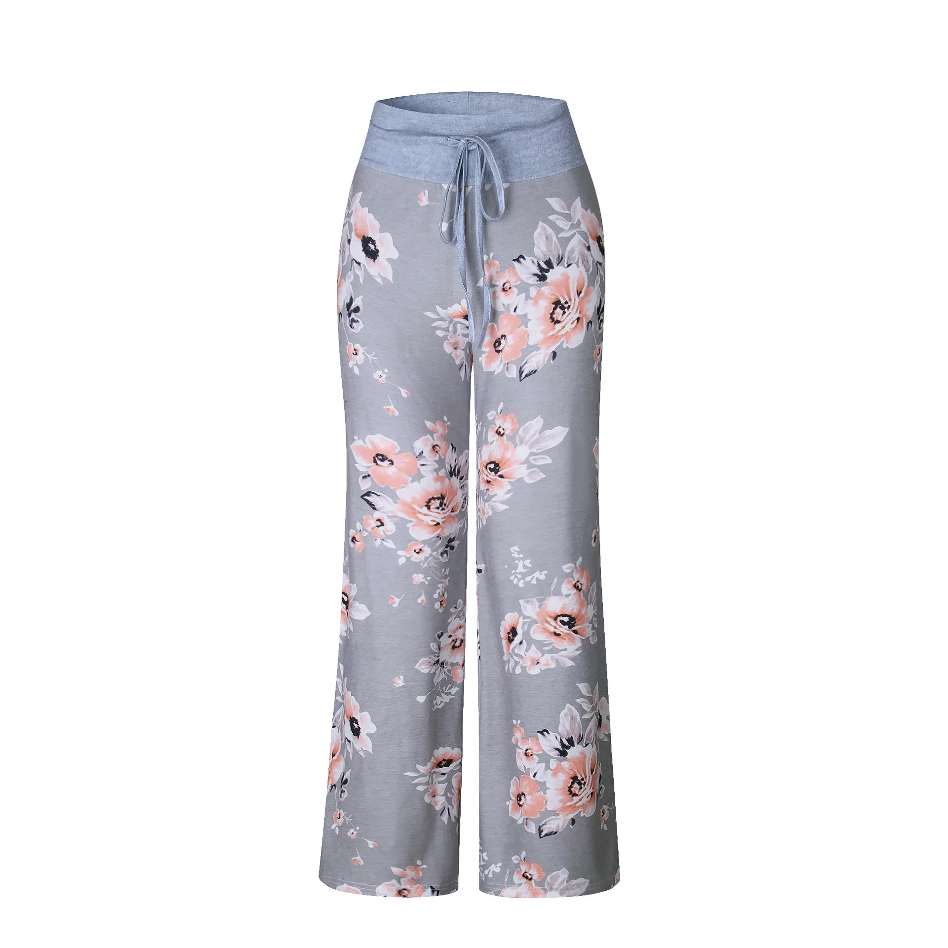 

Women Loose Floral Print 2018 Wide Leg Pants Loose Mid Waist Straight Trousers Long Female Trousers Fashion Sweatpants Bottoms