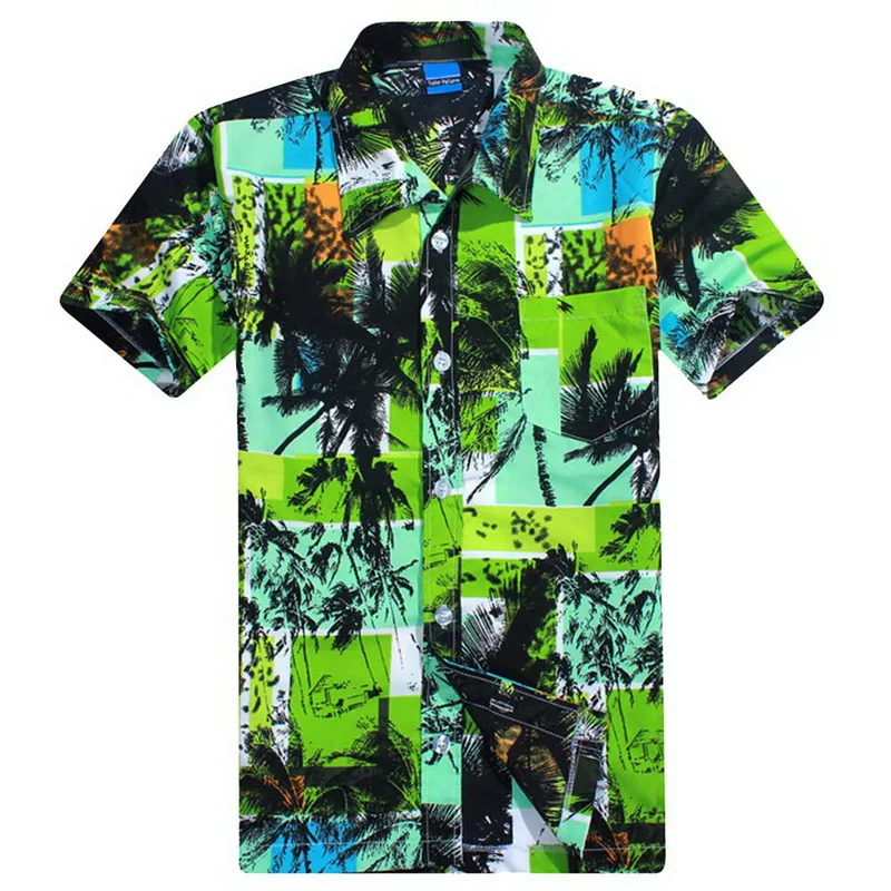 Casual Yard Beach Men Short Sleeve Shirt 2020 New Summer Hawaiian Male Tops Masculina Printed Beachwear Shirts L-4XL | Мужская одежда