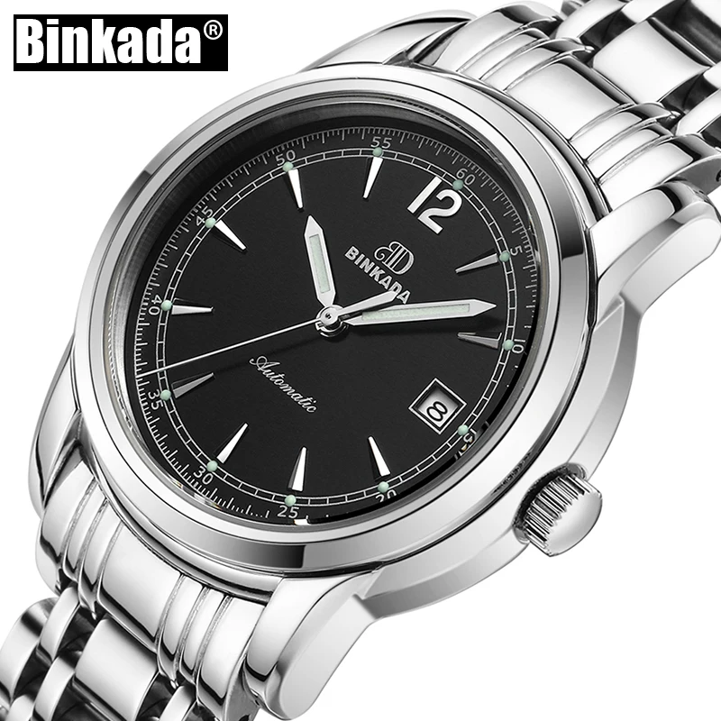 Новые роскошные деловые простые мужские часы BINKADA механические Автоматические