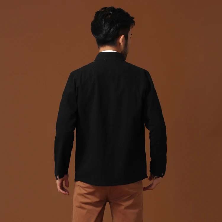 Лидер продаж китайская мужская хлопковая льняная куртка Кунг фу черное весеннее