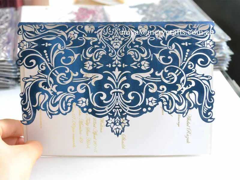 

unique customized paper laser cut wedding invitations , elegant and simple greeting cards for wedding