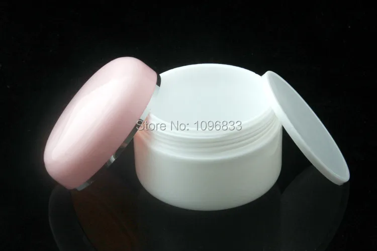 30 г Белая Косметическая банка для крема с розовой крышкой серебряная полоса