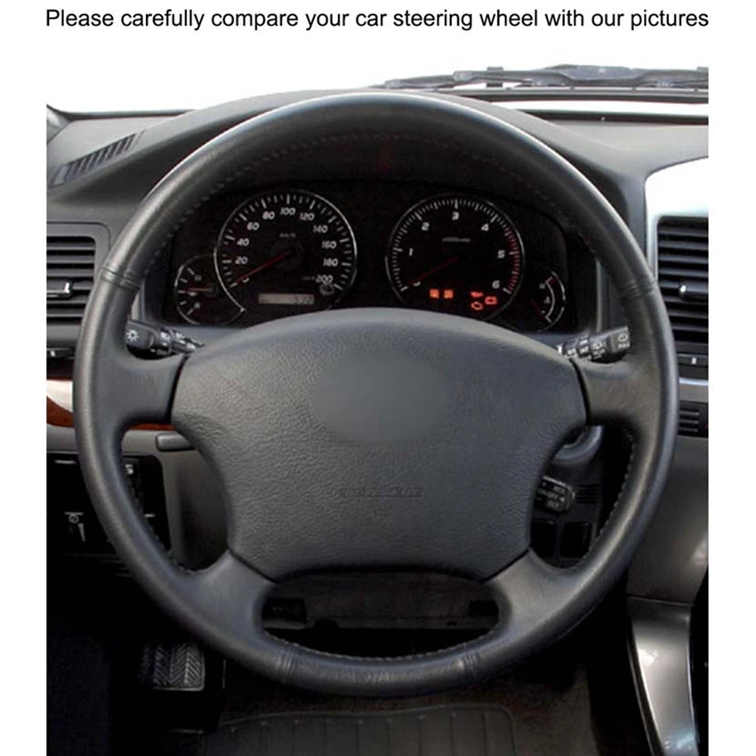 Черная прошитая вручную искусственная кожа PU чехол рулевого колеса автомобиля