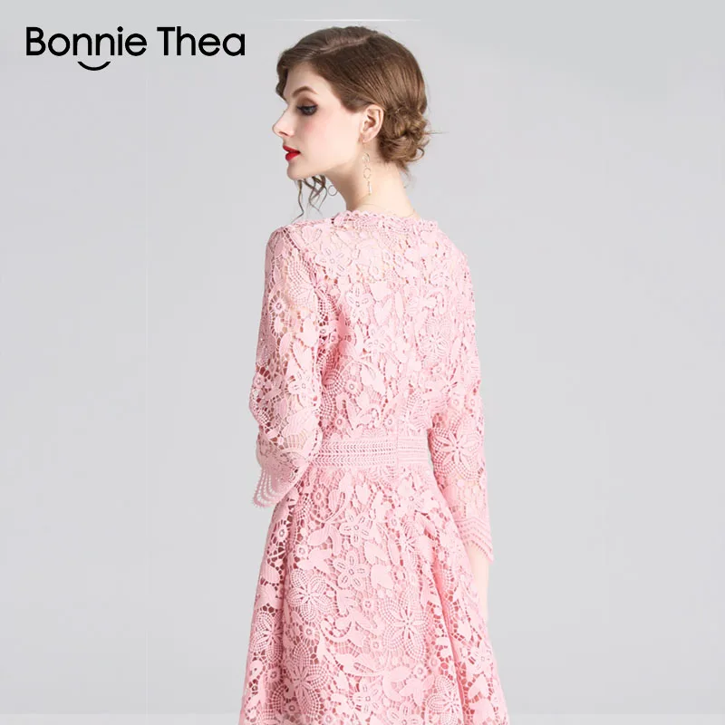Женское винтажное платье bonnie thea розовое кружевное на весну 2019 | Женская одежда