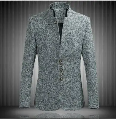 Костюм мужской с воротником стойкой повседневный приталенный пиджак