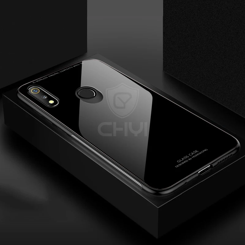 Chyi стеклянный чехол для realme 3 pro Чехол Жесткий Мягкий силиконовый Защитный ковер |