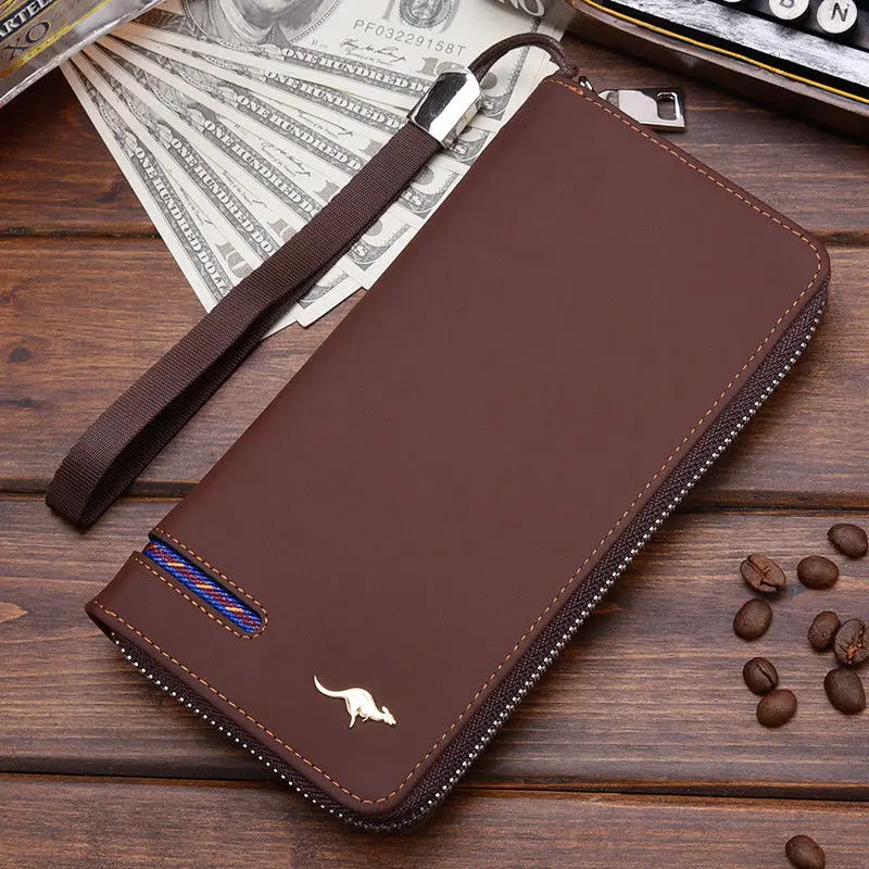 Style 6 Brown Мужской кожаный двойной держатель для ID карты Длинный кошелек с чековой книжкой клатч - Цвет: Style 6 Brown
