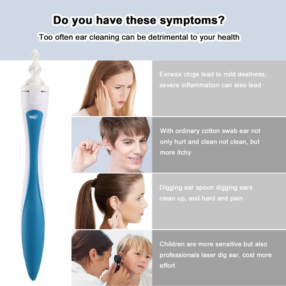 16 наконечников Smart Ear Cleaner ушной тампон легкое удаление воск мягкий спиральный