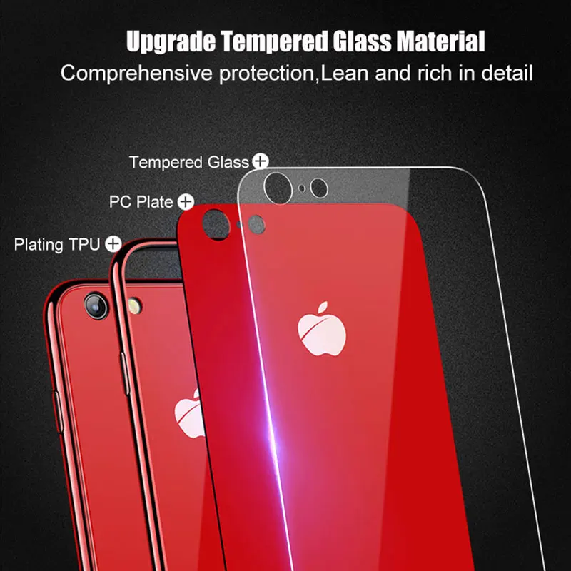Роскошный чехол-накладка из закаленного стекла для IPhone 7 8 Plus X XS Max XR мягкий