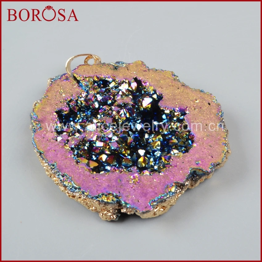 BOROSA 10 шт. подвеска Drusy Ювелирные изделия золотой цвет свободная форма смешанных