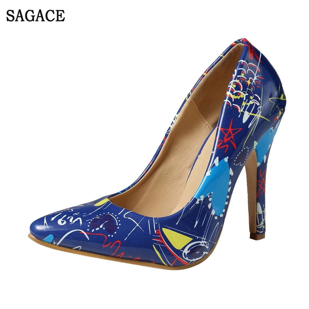 Женские простые туфли-лодочки SAGACE однотонные туфли на высоком каблуке с острым