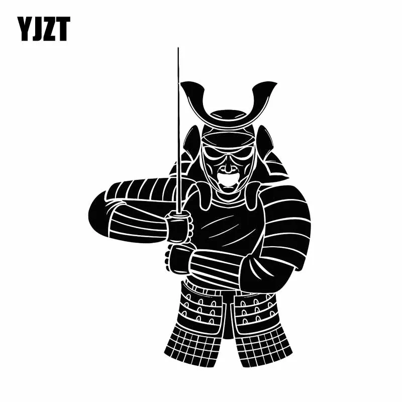 YJZT 12,1*17,3 см Firece Brave, японский самурайский солдат, цвет черный/серебристый, покрывающее тело, автомобильная наклейка, виниловая фотография