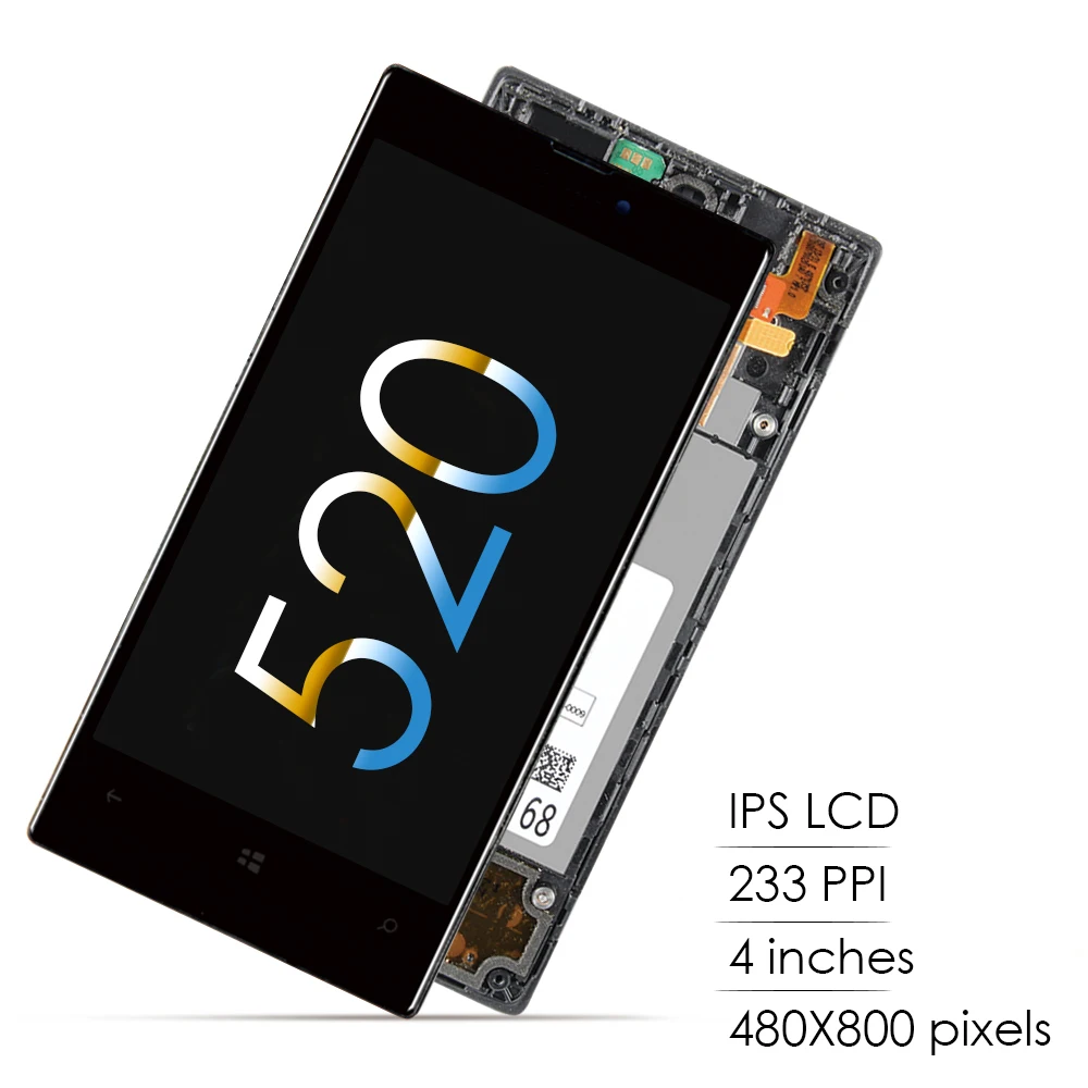 Sinbeda IPS 4 0 &quotЖК дисплей для NOKIA Lumia 520 ЖК сенсорный экран дигитайзер в сборе рамка