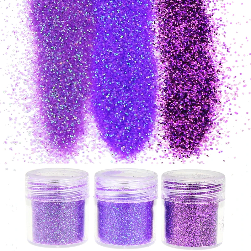 3 бутылки/комплект Фиолетовый Блёстки пыли акрил Косметическая пудра Простыни