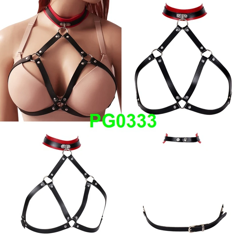Boho кисточкой красные кожаные обвязка для тела Связывание выдалбливают сексуальное женское белье Эластичный отрегулировать Топы корректирующие панк готич - Цвет: PG0333