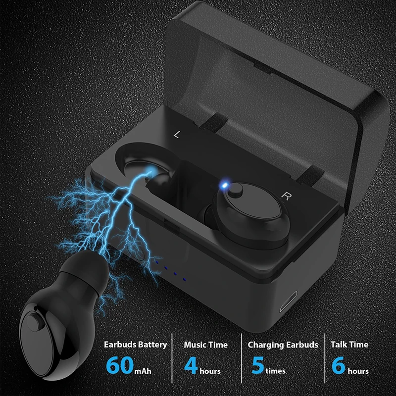 Bluenin True Беспроводной наушники мини гарнитура Bluetooth IPX5 устойчивое невидимые