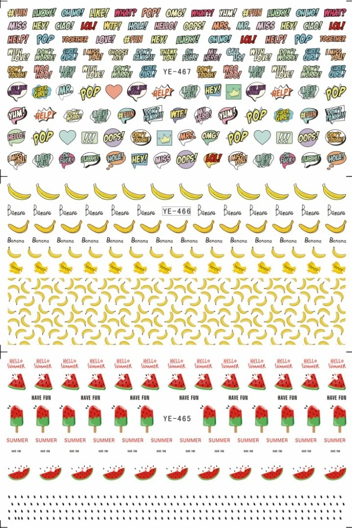 3 упак./лот переводятся с помощью воды наклейка для ногтей виниловые наклейки на