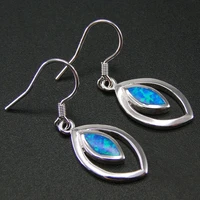hot selling blue opal leaf earrings 925 sterling silver drop earrings for women gift