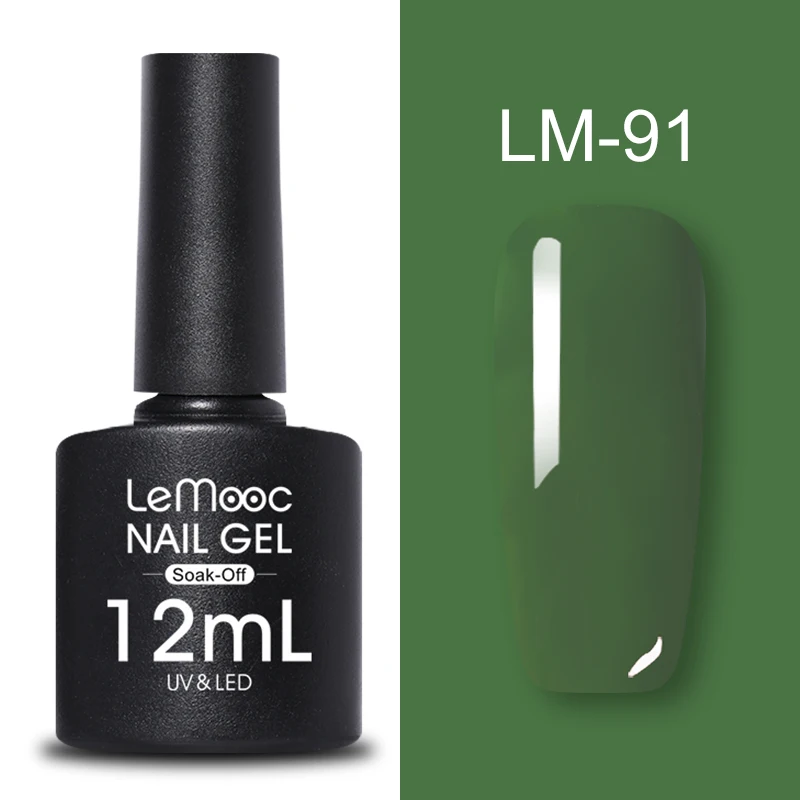 LM-91 LEMOOC, 12 мл, Цветной Гель-лак для ногтей, блестки, блестки, полуперманентный замачиваемый лак, УФ-гель, сделай сам, Гель-лак для ногтей - Цвет: LM-91