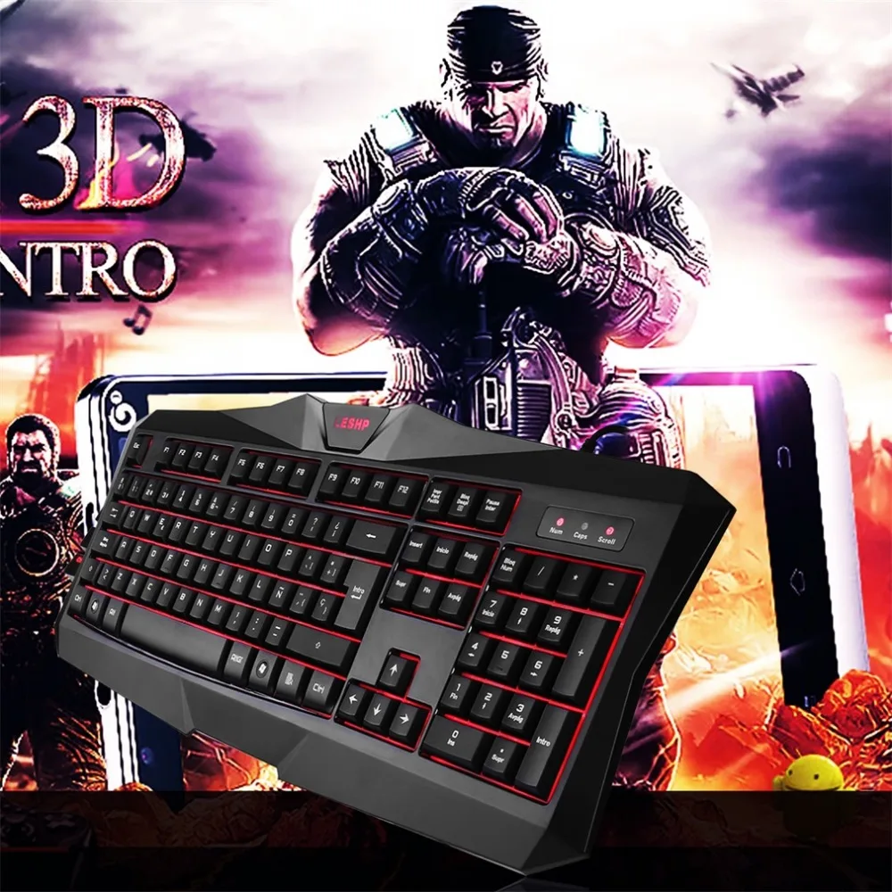 HS-5198 USB светящийся персонаж Проводная световая игровая клавиатура эргономичная
