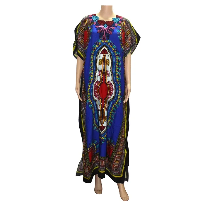 Dashikiage новые модные женские традиционные африканские печати Дашики вечерние размера плюс длинное платье - Цвет: Синий