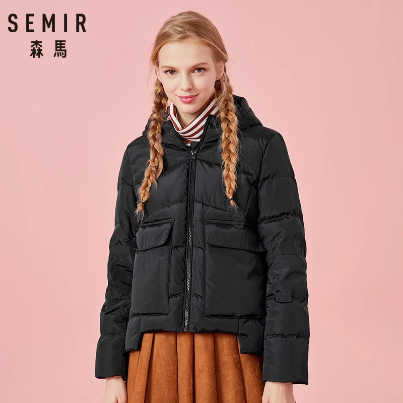 Куртка SEMIR женская зимняя Модная парка с капюшоном теплая ватная верхняя одежда