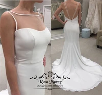 sexy plus size mermaid cheap wedding dresses 2019 backless simple long satin vestido de novia country beach bridal gowns