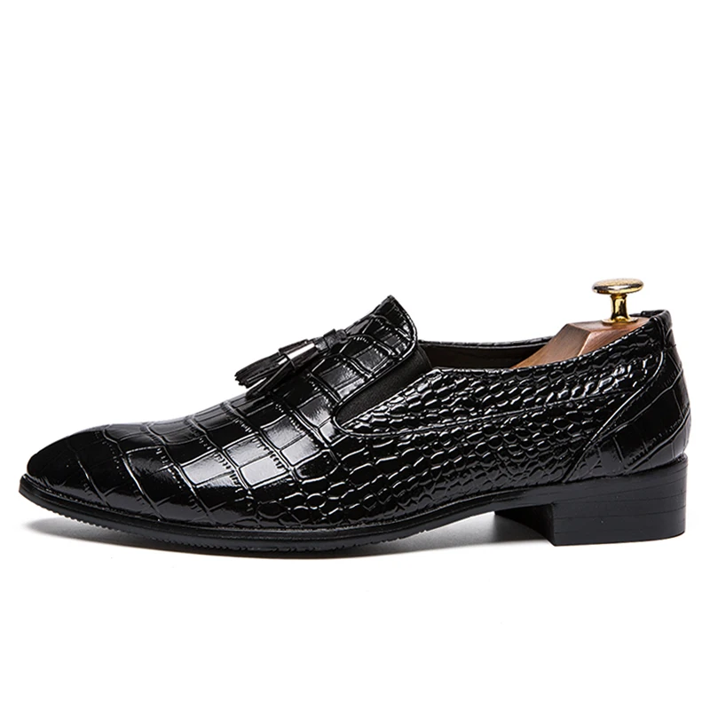 FIXSYS Trend Mens Fashion Tassel Loafers Crocodile Pattern Footwear Breathable Slip-On Driving Shoes Man Moccasins Smoking | Обувь
