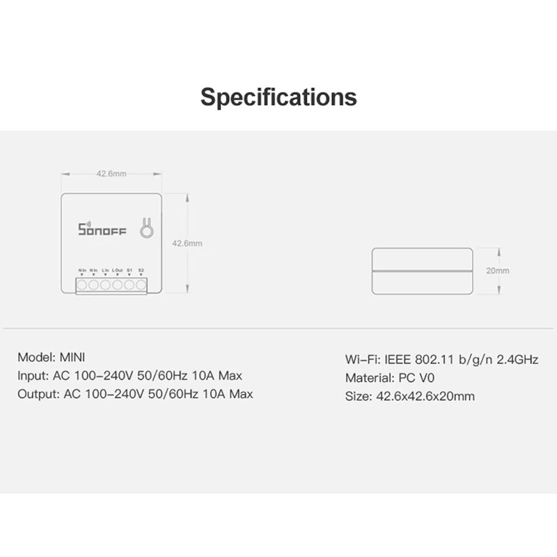 3 шт. Sonoff MINI DIY Smart Switch 10A 2 way дистанционное управление Wifi переключатель Поддержка