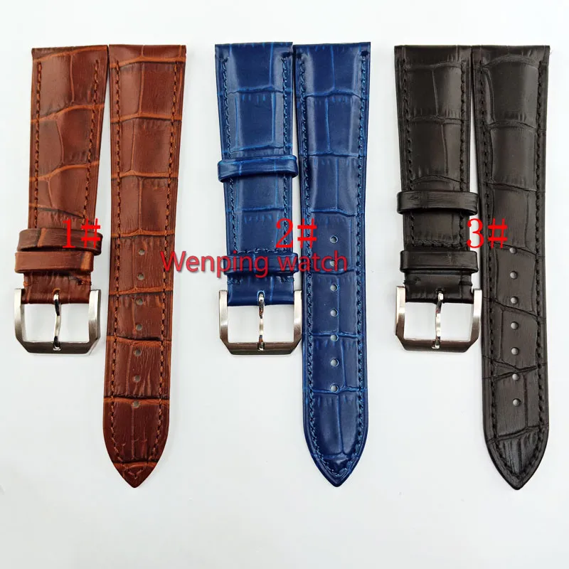 

2018 Hot leather strap Brown black blue 22MM Watch Band Correa de reloj , wristwatch watches men watch clock watch bands