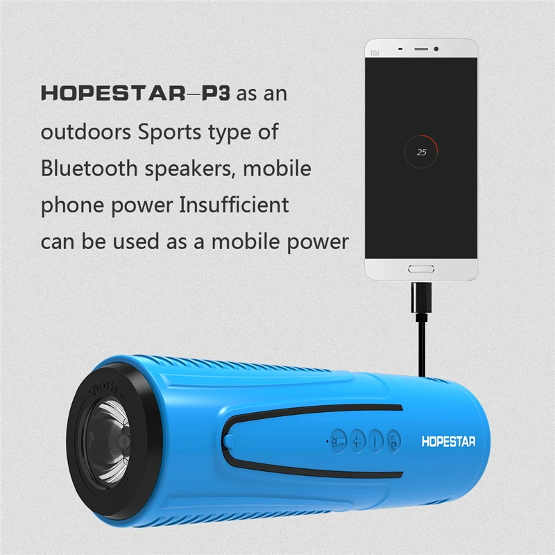 HOPESTAR P3 водонепроницаемый Bluetooth динамик беспроводной портативный сабвуфер колонка с фонариком power Bank для спорта велосипед