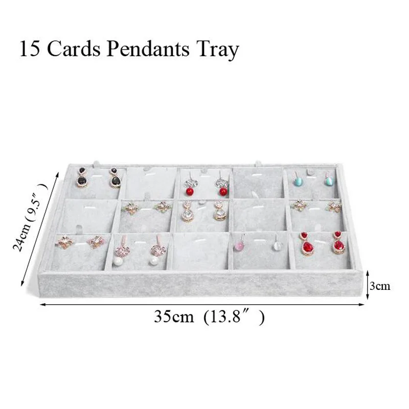 15 Pendants tray Классические бархатные лотки для ювелирных украшений ювелирные изделия Органайзер для хранения ювелирных изделий Дисплей держатель, браслеты кольца серьги нефрит Pendan Box Дело - Цвет: 15 Pendants tray