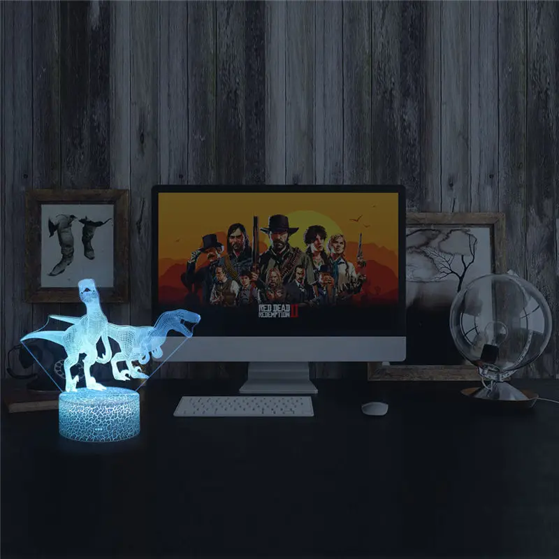 3D Динозавр иллюзия Лампа светодиодный ночник 16 цветов настольная лампа USB Декор сенсорный пульт дистанционного управления детский праздничный подарок на Рождество игрушка