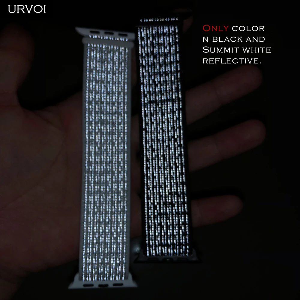 Спортивная петля URVOI для apple watch series 5 4 3 2 1 ремешок для iWatch band для NIKE+ двухслойный светоотражающий крючок и петля