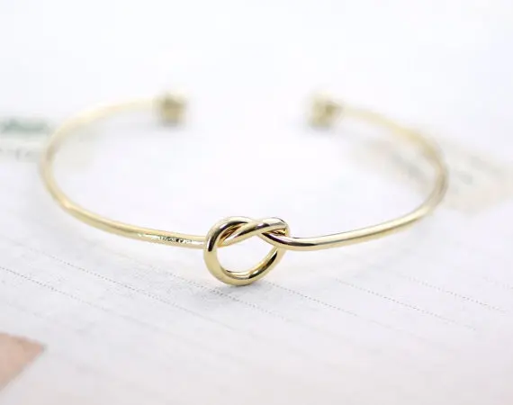

Fashion hot sale heart knot shape bangle, cute bowknot thin wrist bangle unique knot accessory jewelry for friends lovers