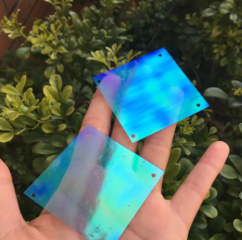 Принадлежности для шитья прозрачные цветные синие квадратные блестки 50*50 мм с