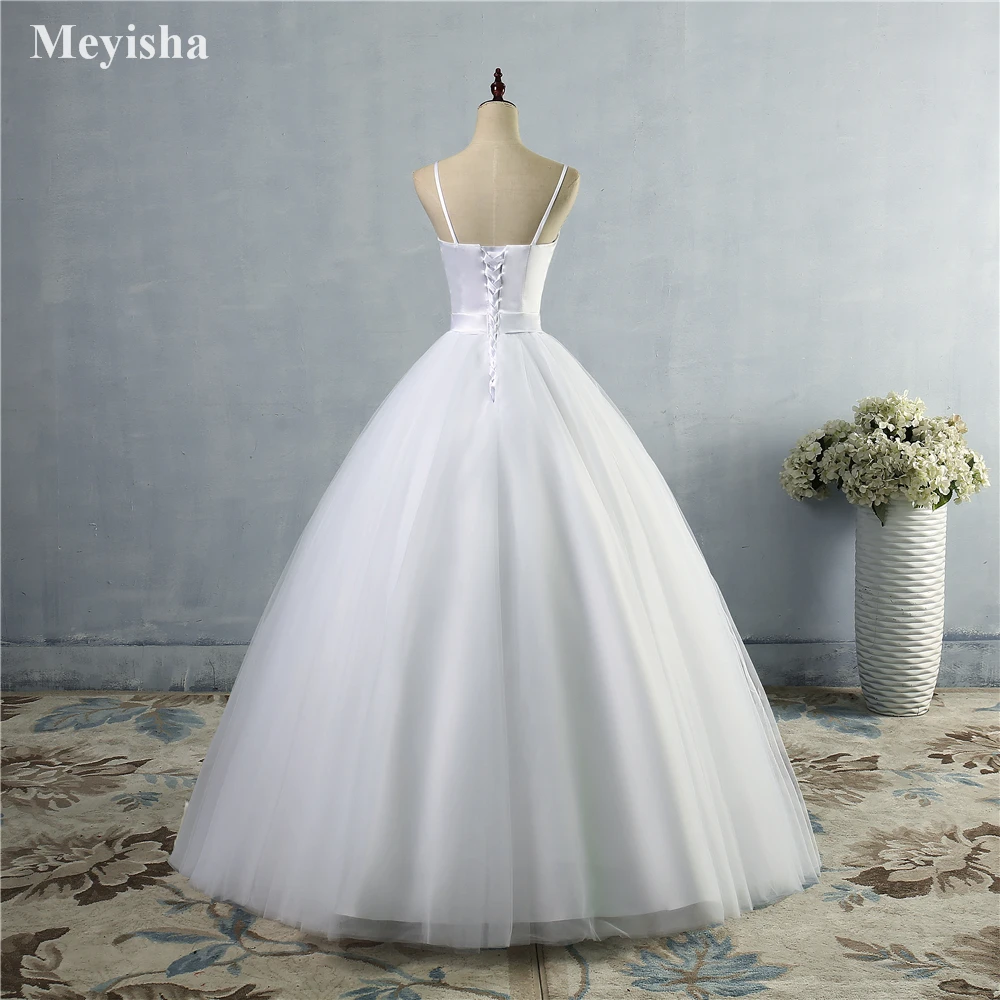 ZJ9086 Спагетти ремень пляж торжественные платья 2019 простой белый тюль свадебное