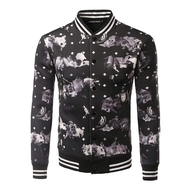 

2016 New Arrival Autumn Winter 3D Printing Mens Jacket Men Personality Apparel Zipper Sweatshirt Halloween Costume Tops Coat