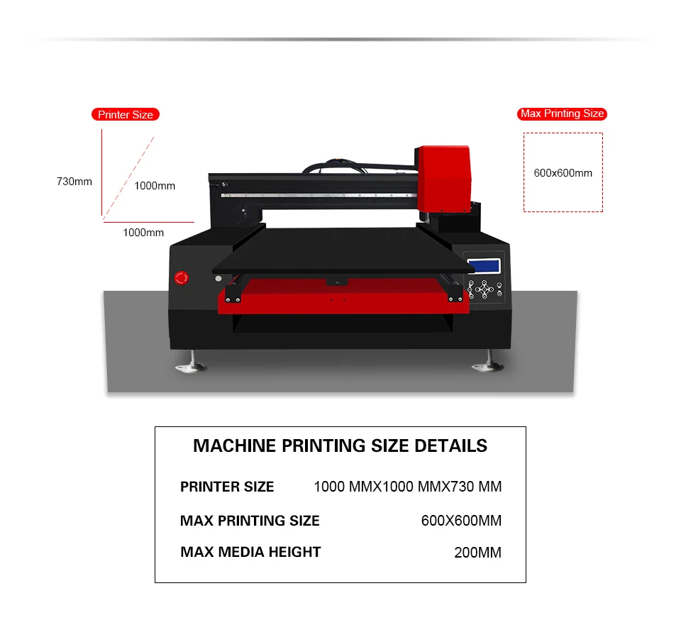2018 high speed automatic 6060 UV flatbed printer can print 60*60cm size 2 printhead for phone case pen glass T-shirt wood metal