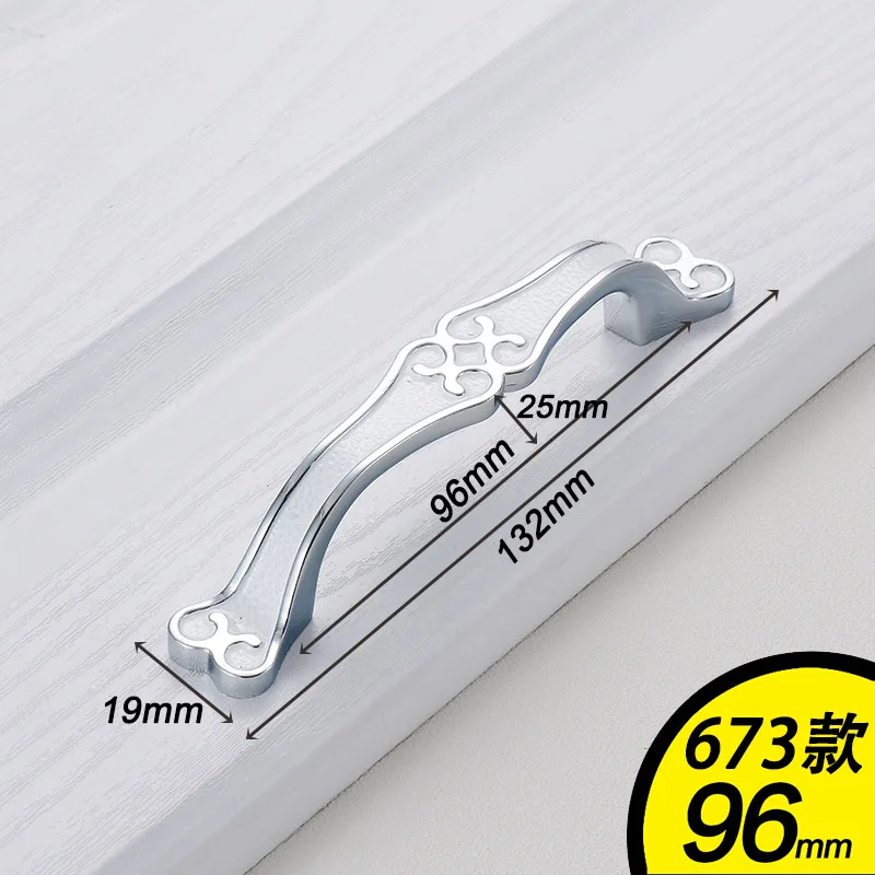 673-96 Silver AOBT китайские золотые серебряные для шкафа ручки кухонные ручки Роскошные выдвижные ящики шкаф дверная ручка шкаф оборудование для обработки мебели - Цвет: 673-96 Silver
