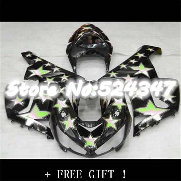 

Новый обтекатель для KAWASAKI NINJA ZX 6R 05 06 ZX 6R 636 2005 2006 ZX6R 05 06 green stars black, набор обтекателей для Ninja-Nn