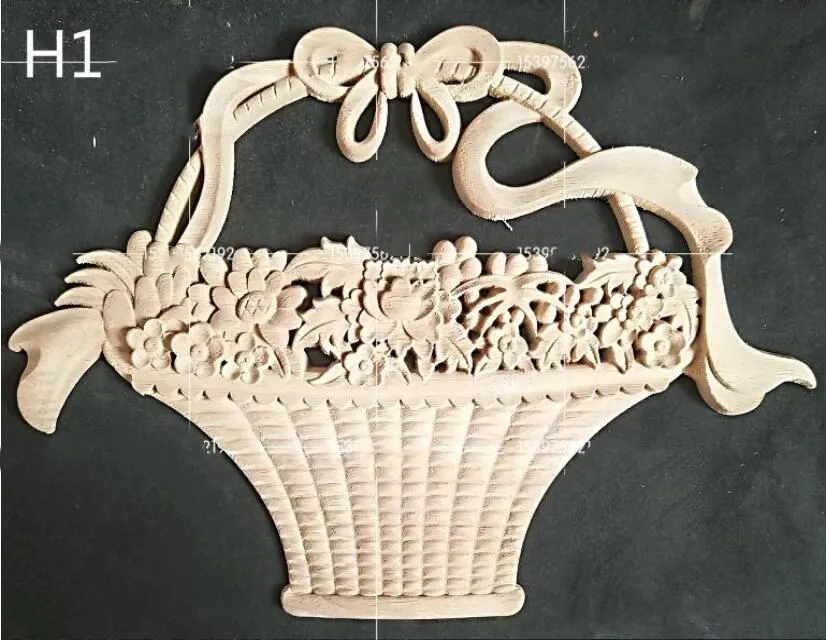Неокрашенная древесина, дуб, резная волнистая Цветочная наклейка, угловая аппликация для декора мебели для дома, декоративная деревянная резная длинная аппликация
