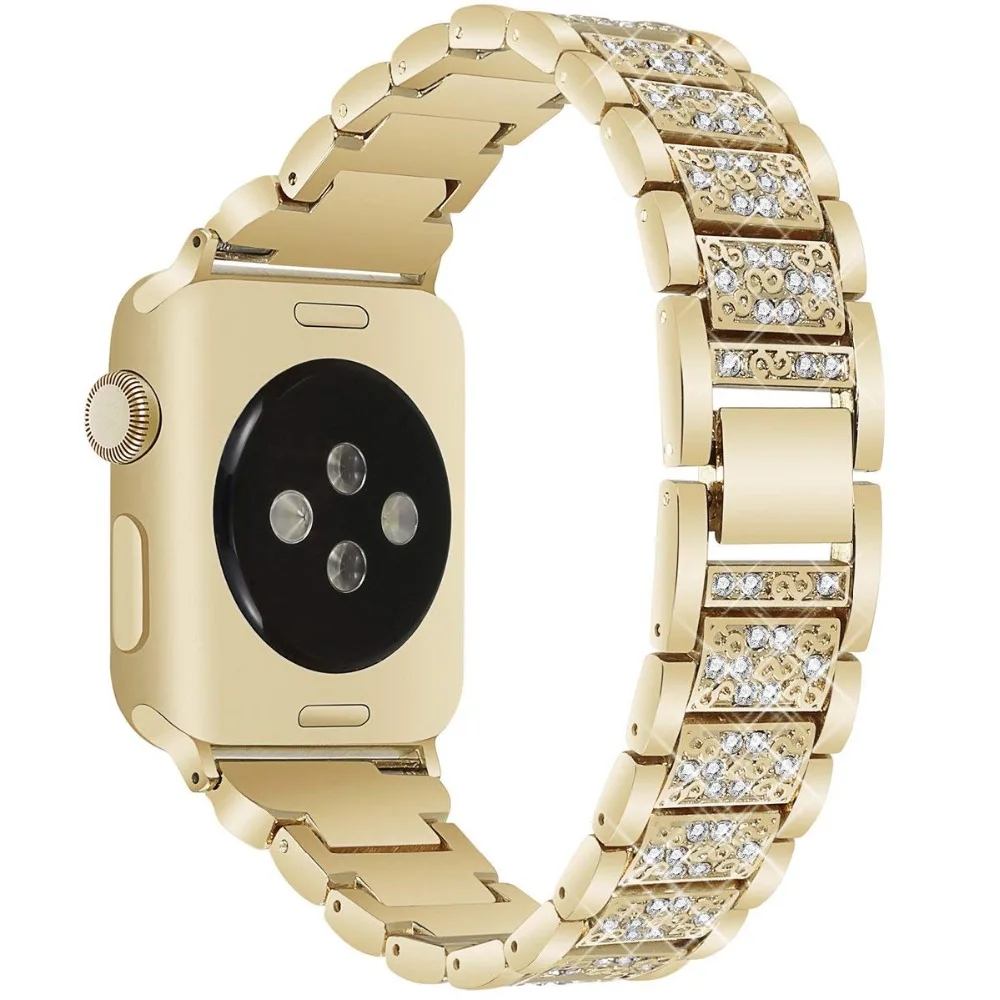 Для женщин бриллиантовый браслет ремешок для наручных часов Apple Watch, версии 5 4 3 2 1 класса люкс; со стразами; с металлическим ремнем ссылка 40/44/38 мм/42 мм браслет